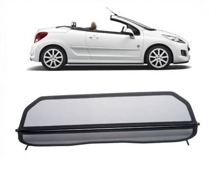 Tief-Tech Windschott für Peugeot 207 Cabriolet - Klappbar - mit Schnellverschluss – Schwarz | Windabweiser | Windblocker | Wind Deflector von Tief-Tech