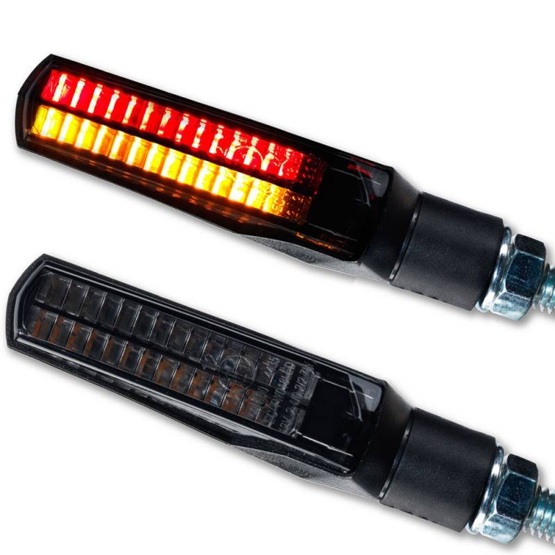 Led Mini Blinker Rücklicht Bremslicht Motorrad Quad Roller Slat schwarz getönt smoke kurz hinten e-geprüft von Germany Motorsports