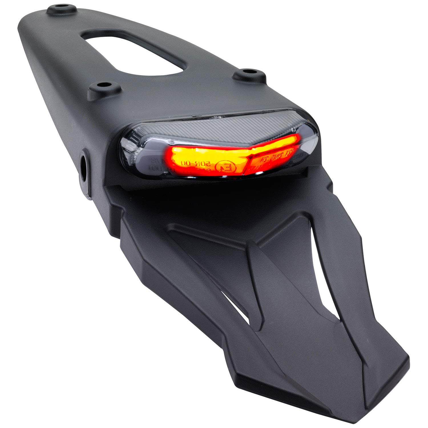 Motorrad LED Rücklicht Bremslicht KennzeichenbeleuchtungTriangle mit Kennzeichenträger schwarz grau getönt von Germany Motorsports