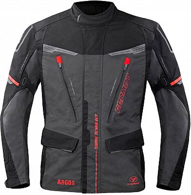 Germot Argos, Textiljacke wasserdicht - Schwarz/Grau/Rot - XL von Germot