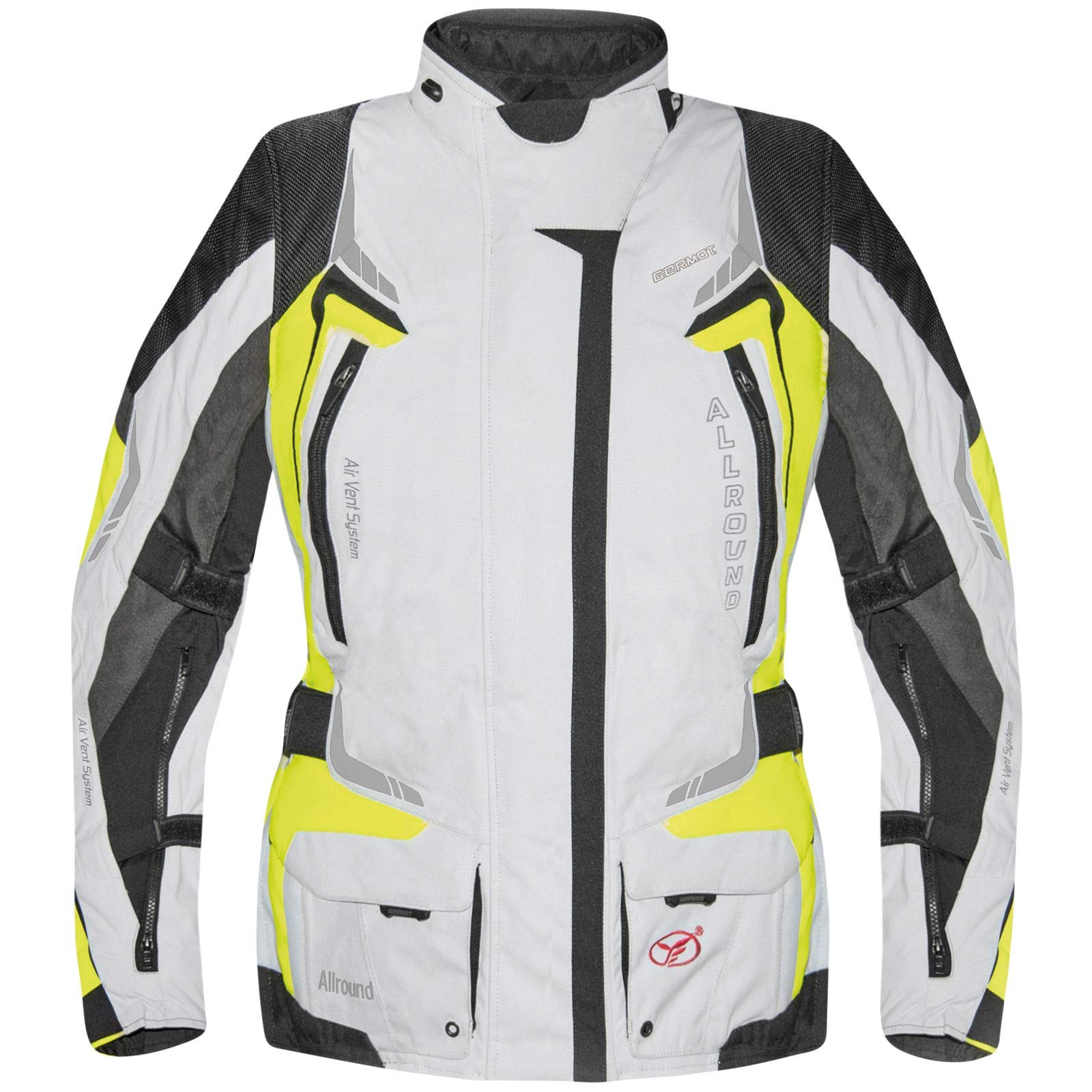 Germot Damen Motorrad-Textiljacke Allround, wind- und wasserdicht, hellgrau/gelb, 54D Germot Damen Motorrad-Textiljacke Allround, wind- und wasserdicht, hellgrau/gelb, 54D von Germot