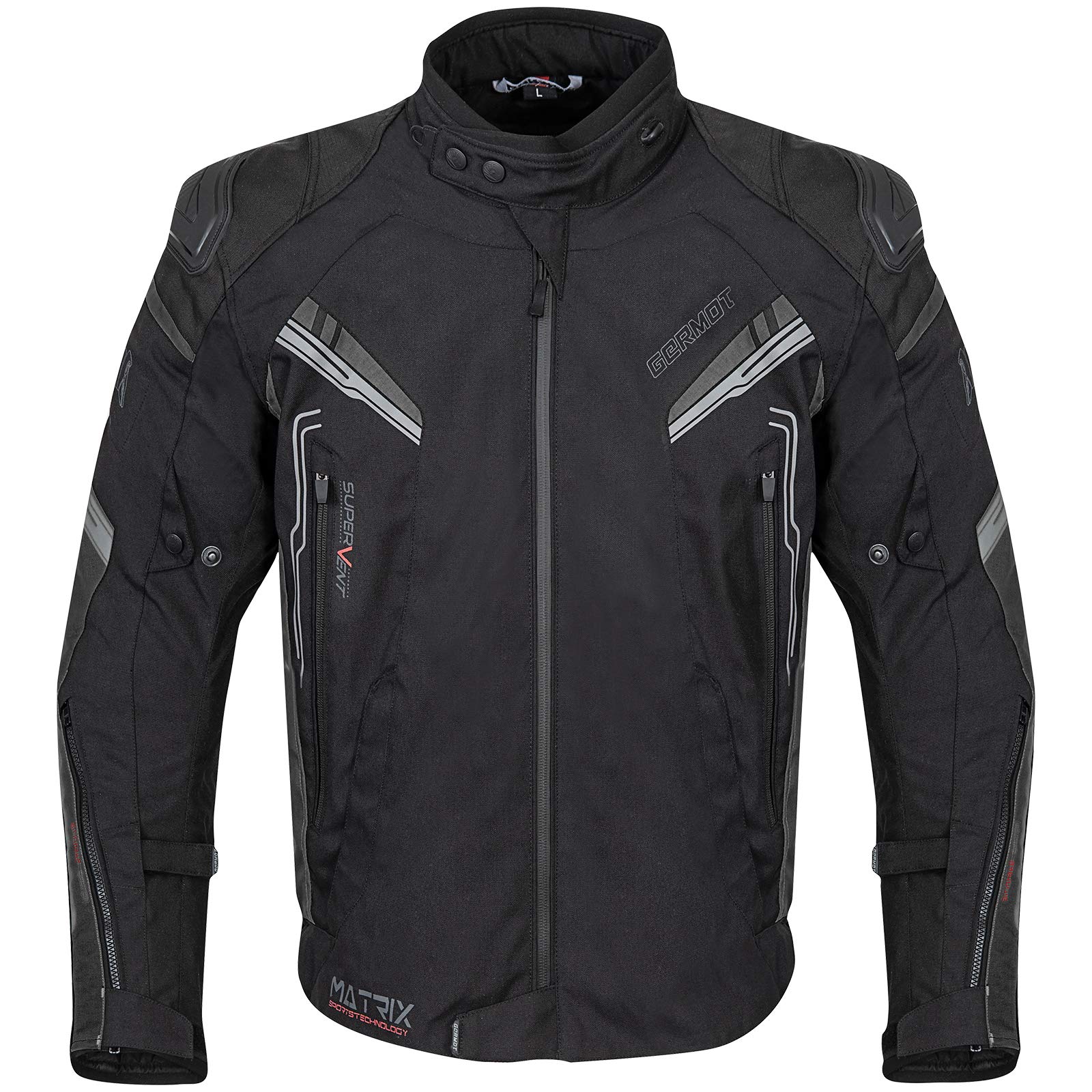 Germot Herren Motorrad-Textiljacke Matrix, wind- und wasserdicht, Blouson, schwarz/grau, 2XL von Germot