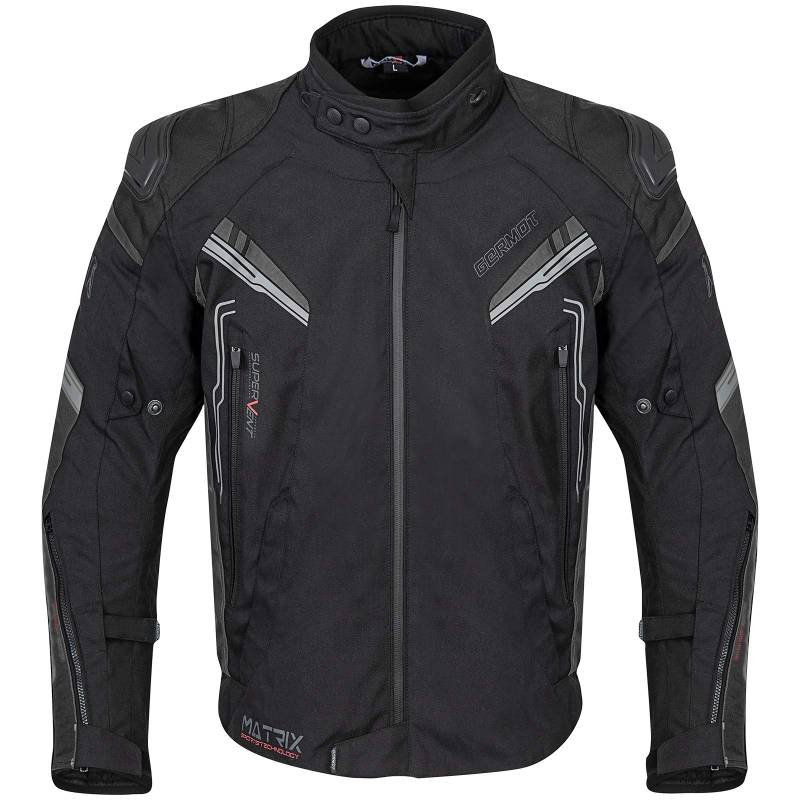 Germot Herren Motorrad-Textiljacke Matrix, wind- und wasserdicht, Blouson, schwarz/grau, XL von Germot