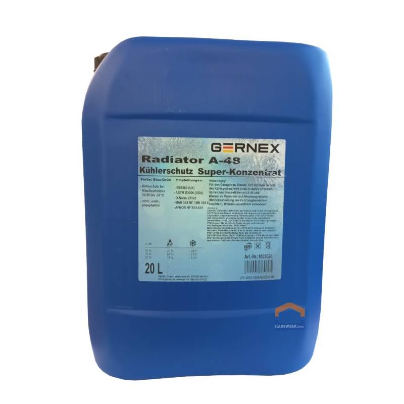 GERNEX Radiator A-48 Kühlerfrostschutz Konzentrat blau/grün 20 Liter von Gernex