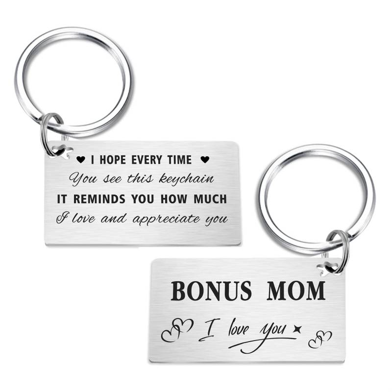 Gezxin Bonus Mom Keychain Gifts, to My Step Mom Birthday Gift Ideas from Daughter Son, Personalized Stepmom Stepmother Mother's Day Thanksgiving Valentines Day Christmas Presents, Bonus Mama, von Gezxin