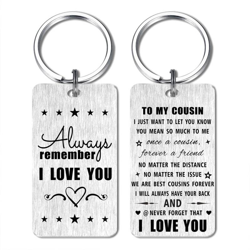 Gezxin Cousin-Geschenke für Frauen und Männer - Happy Birthday Cousin Schlüsselanhänger, Cousin Schlüsselanhänger, 2 * 1.1inch von Gezxin