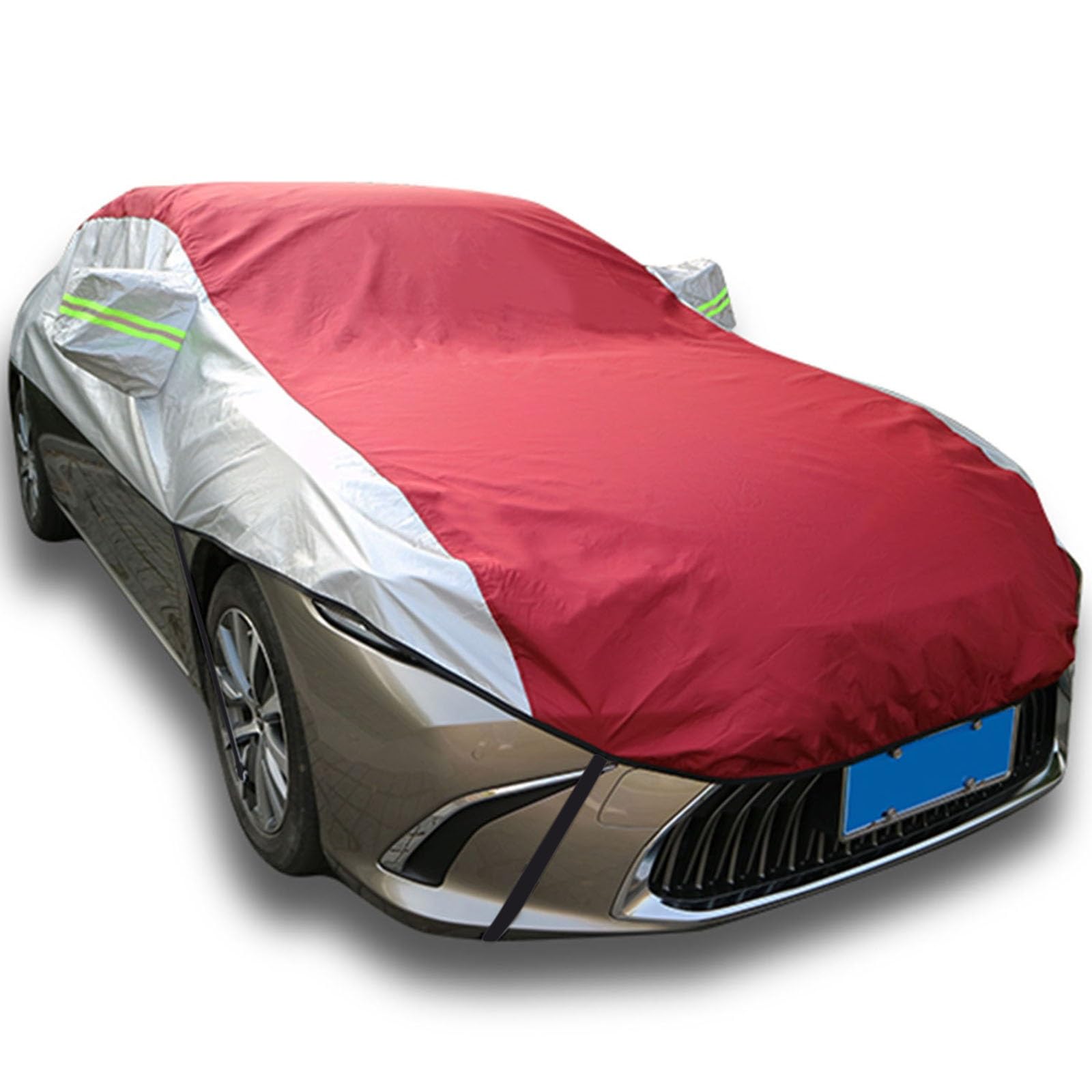 Halbgarage wasserdichte für Ford Edge 2015-2024,Sonnenschutz Winddicht Autooberdeckabdeckung für den Außenbereich Faltbar Autoscheibenabdeckung mit winddichtem Seil(Red Silver) von GgJjCv