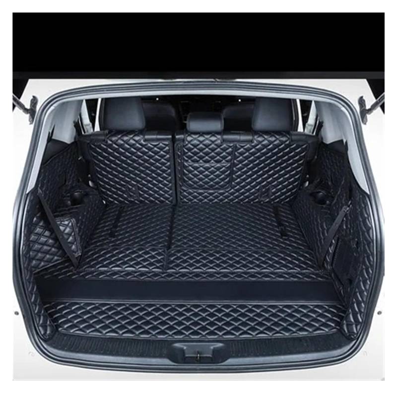 Auto Kofferraummatte Für Toyota Für Highlander 7 Sitze 2014-2019 wasserdichte Langlebige Boot Teppiche Fracht Leder Kofferraum Matte Cargo-Liner Auto Kofferraumwanne(B-Black with) von Ggwqfuh