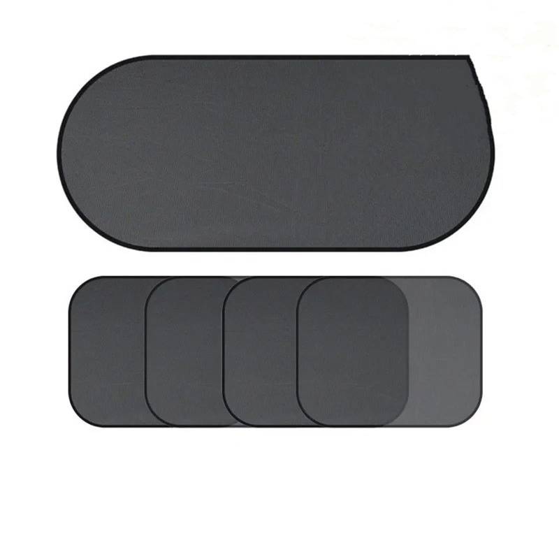 Auto Fenster Sonnenblende Autofenster Sonnenschutz Abdeckung Sonne UV-Schutz Auto Vorne Hinten Schwarz Fenster Vorhang Seite Glas Mesh Sonnenschutz Zubehör Auto Frontscheibe Sonnenschutz(Black 5x ABC) von Ggwqoops