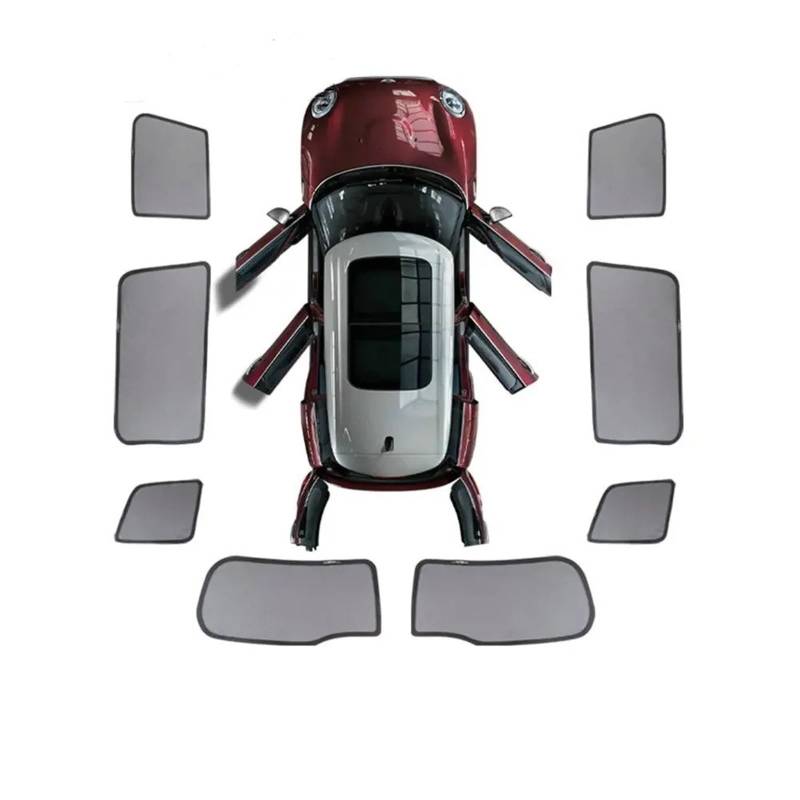 Auto Fenster Sonnenblende Für Mini Für Cooper Für F60 Für Countryman Fenster Sonnenschutz Autozubehör Sonnenschutz Magnetische Schatten Blind Mesh Abdeckung Auto Frontscheibe Sonnenschutz(F54 8Pcs) von Ggwqoops
