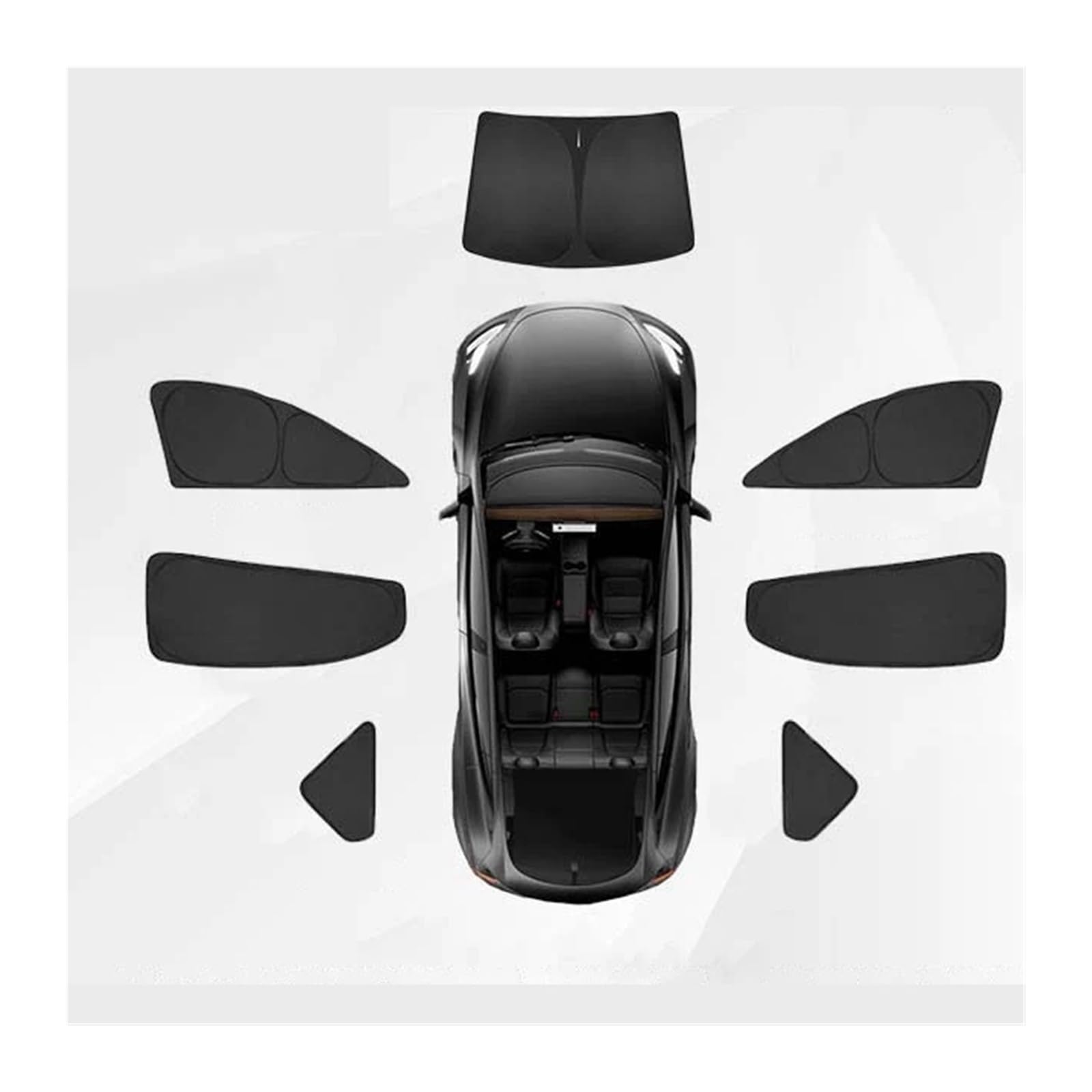 Auto Fenster Sonnenblende Für Tesla Für Modell 3 Für Highland 2023-2024 Sichtschutz Sonnenschutz Passgenaue Seitenfenster Schiebedach Sonnenschutz Jalousie Auto Frontscheibe Sonnenschutz(7PCS) von Ggwqoops