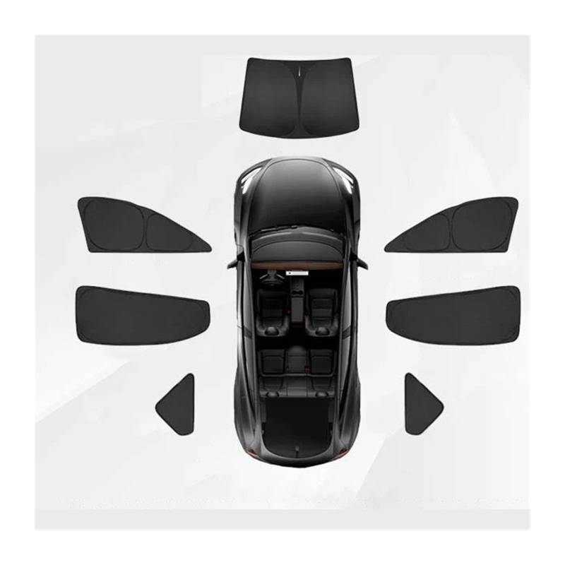 Auto Fenster Sonnenblende Für Tesla Für Modell 3 Für Highland 2023-2024 Sichtschutz Sonnenschutz Passgenaue Seitenfenster Schiebedach Sonnenschutz Jalousie Auto Frontscheibe Sonnenschutz(7PCS) von Ggwqoops
