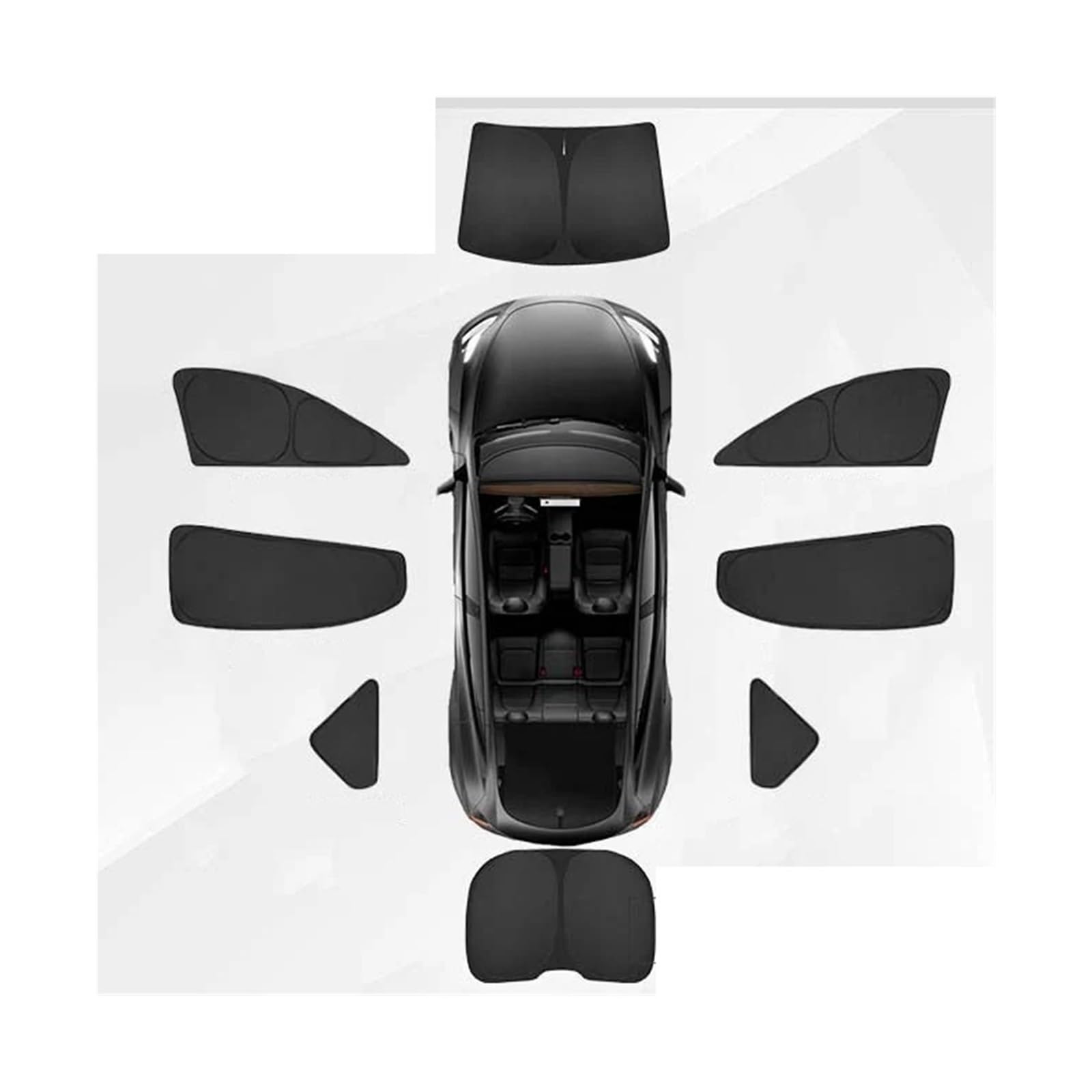 Auto Fenster Sonnenblende Für Tesla Für Modell 3 Für Highland 2023-2024 Sichtschutz Sonnenschutz Passgenaue Seitenfenster Schiebedach Sonnenschutz Jalousie Auto Frontscheibe Sonnenschutz(8PCS) von Ggwqoops