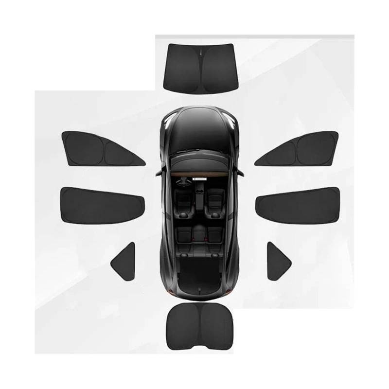 Auto Fenster Sonnenblende Für Tesla Für Modell 3 Für Highland 2023-2024 Sichtschutz Sonnenschutz Passgenaue Seitenfenster Schiebedach Sonnenschutz Jalousie Auto Frontscheibe Sonnenschutz(8PCS) von Ggwqoops