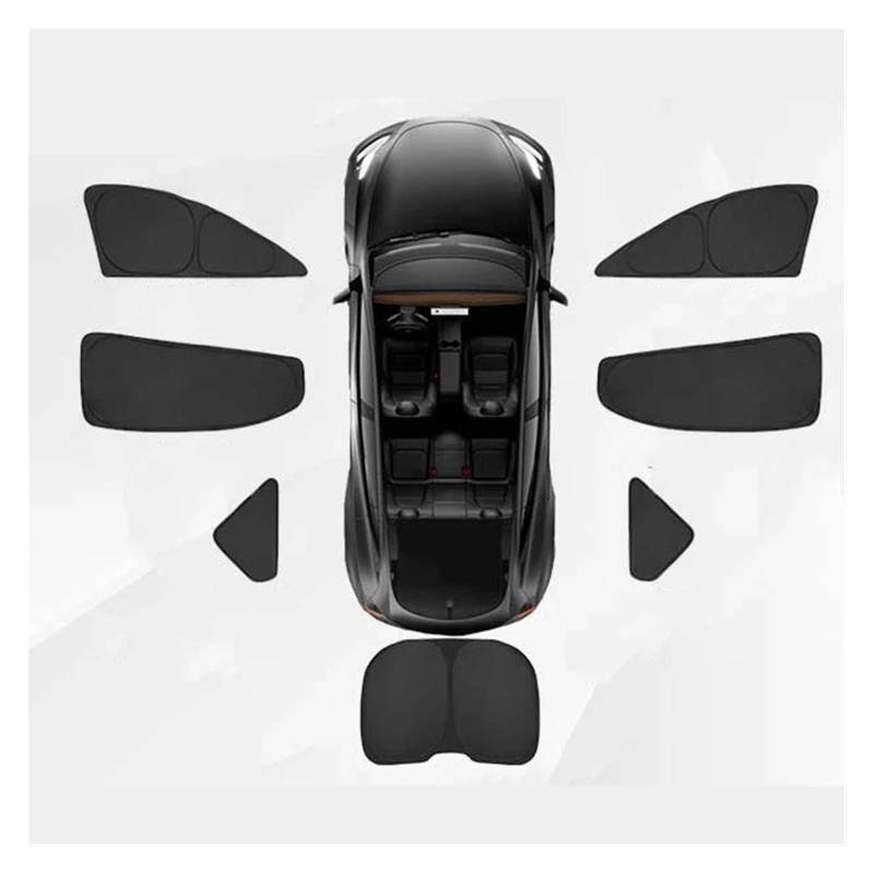 Auto Fenster Sonnenblende Für Tesla Für Modell 3 Für Highland 2023-2024 Sichtschutz Sonnenschutz Passgenaue Seitenfenster Schiebedach Sonnenschutz Jalousie Auto Frontscheibe Sonnenschutz(A7PCS) von Ggwqoops