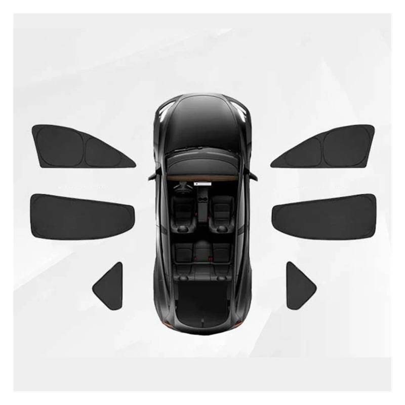 Auto Fenster Sonnenblende Für Tesla Für Modell 3 Für Highland 2023-2024 Sichtschutz Sonnenschutz Passgenaue Seitenfenster Schiebedach Sonnenschutz Jalousie Auto Frontscheibe Sonnenschutz(Side 6PCS) von Ggwqoops