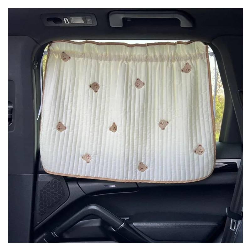 Auto Fenster Sonnenblende Niedlicher Mit Cartoons Bestickter Sonnenschutz Aus Dicker Baumwolle Babyautofenster UV-Schutz Mit Saugnapf Installierter Schiebevorhang Auto Frontscheibe Sonnenschutz(Bear) von Ggwqoops