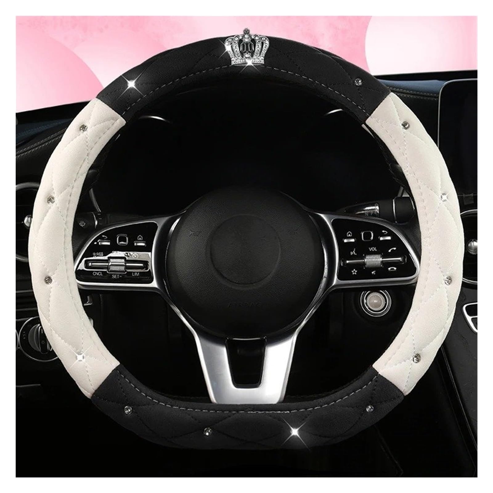 Lenkradabdeckung Auto-Anti-Rutsch-Wildleder-Lenkradbezug Universelle Auto-Lenkrad-Schutzhülle Kronen-Design Nur Typ D D-Form Auto Lenkradhüllen(D Shape Color 1) von Ggwqoops