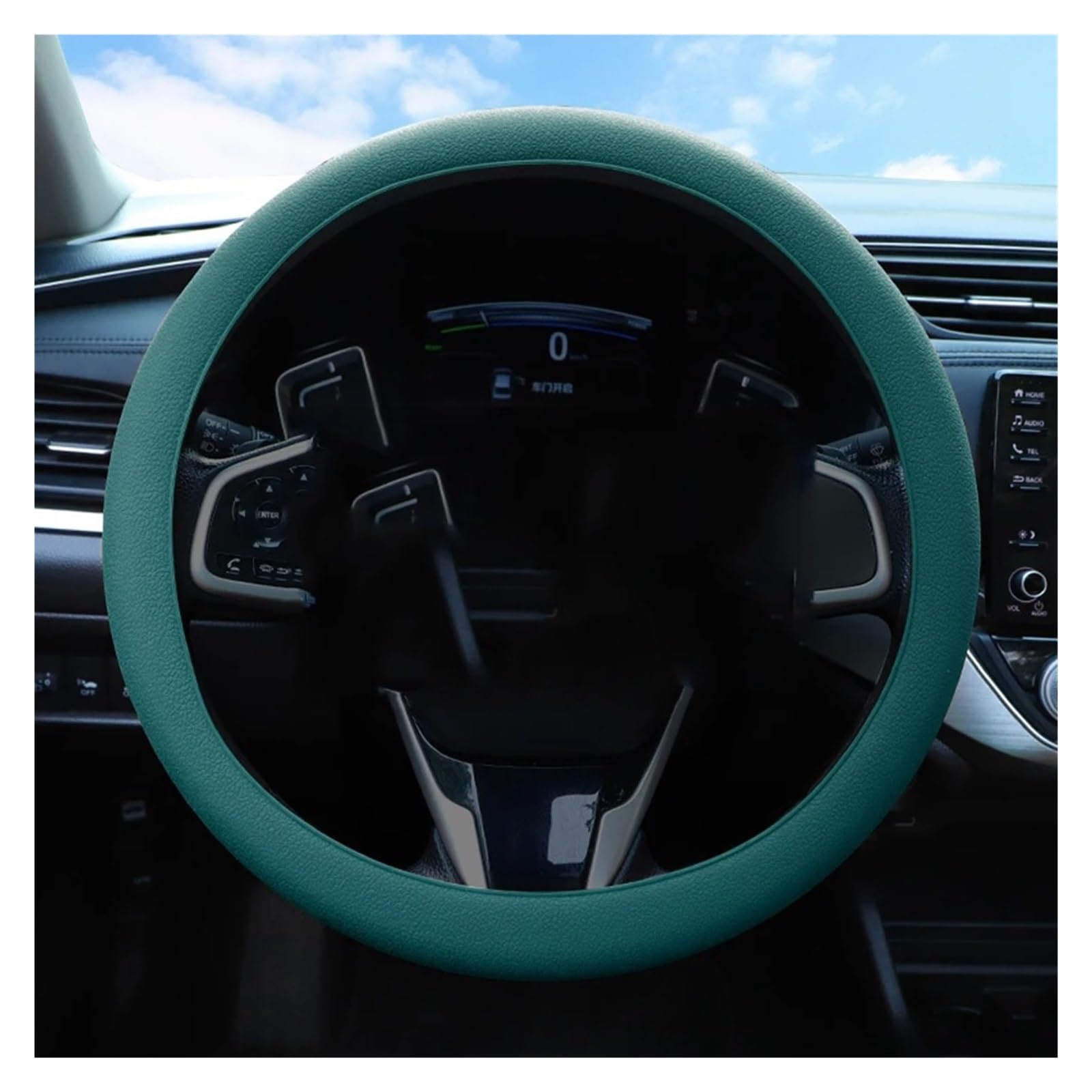 Lenkradabdeckung Auto-Silikon-Lenkradabdeckung Sommer-Anti-Rutsch-Griff Elastischer Handschuh Universelle Textur Weiche Lenkradabdeckung Auto Lenkradhüllen(Dark Green) von Ggwqoops