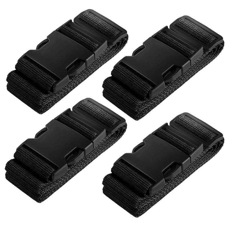 Ghope 4 Stück Koffergurt Set Inkl. 2 Namensschildern, Gepäckband besonders auffällig, rutschfest Einstellbare Kofferbänder Lang Gepäckgurt Luggage Strap Gurtband für Koffer & Gepäck Taschen von Ghope