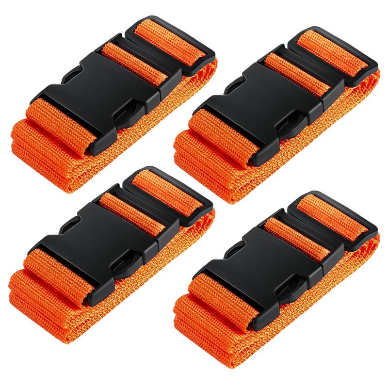 Ghope 4 Stück Koffergurt Set Inkl. 2 Namensschildern, Gepäckband besonders auffällig, rutschfest Einstellbare Kofferbänder Lang Gepäckgurt Luggage Strap Gurtband für Koffer & Gepäck Taschen von Ghope
