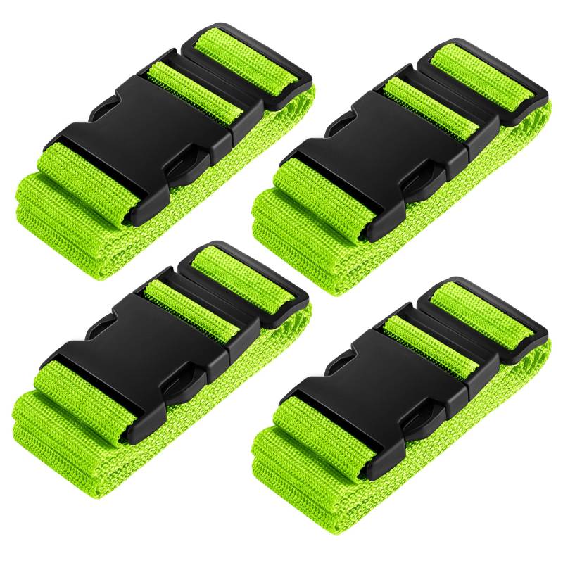 Ghope 4 Stück Koffergurt Set Inkl. 2 Namensschildern, Gepäckband besonders auffällig, rutschfest Einstellbare Kofferbänder Lang Gepäckgurt Luggage Strap Gurtband für Koffer & Gepäck Taschen von Ghope