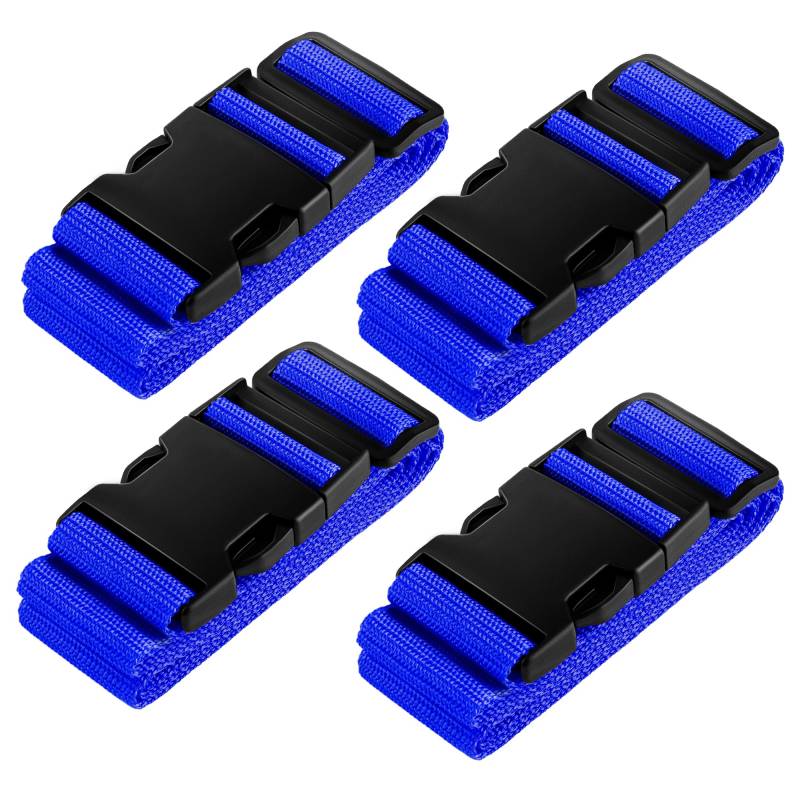 Ghope 4 Stück Koffergurt Set Inkl. 2 Namensschildern, Gepäckband besonders auffällig, rutschfest Einstellbare Kofferbänder Lang Gepäckgurt Luggage Strap Gurtband für Koffer & Gepäck Taschen von Ghope