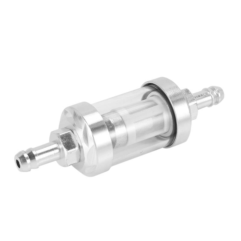 Universal Chrom Glas Kraftstoff Benzin Dieselmotor Inline Filter 5/16 "8mm Silber für Motorräder von GETOUT