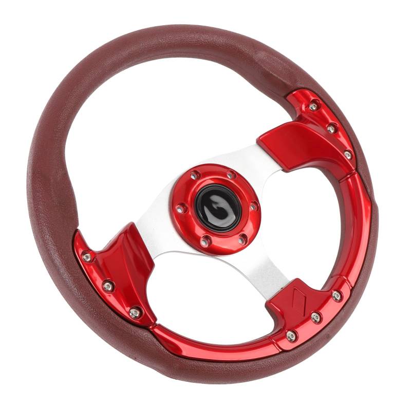 PU-Rennrad, 13in Universal-Rennrad Stoßfest Sport-Style Lenkrad für Fahrzeug mit 6-Loch-Naben-Adapter, Kompatibel mit den Meisten Fahrzeugen (Rot) von Ghzste