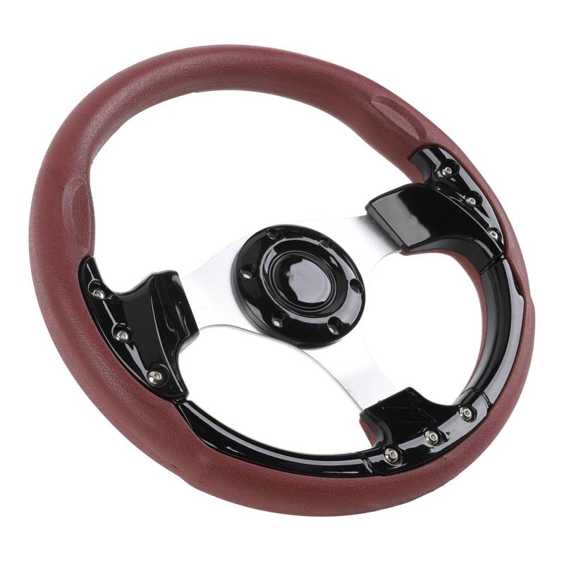 PU-Rennrad, 13in Universal-Rennrad Stoßfest Sport-Style Lenkrad für Fahrzeug mit 6-Loch-Naben-Adapter, Kompatibel mit den Meisten Fahrzeugen (Schwarz) von Ghzste