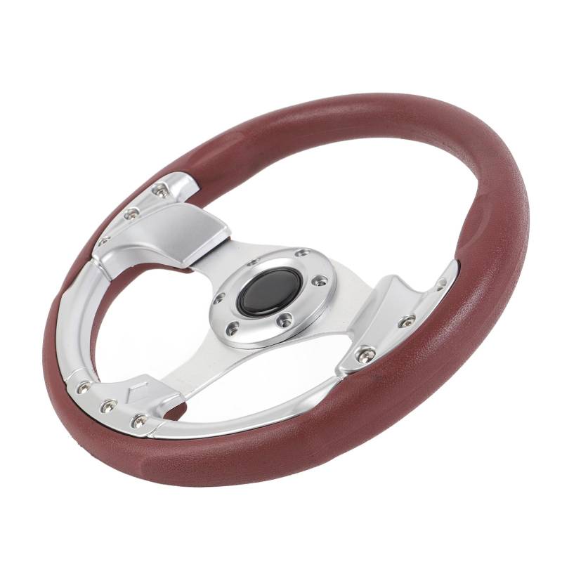 PU-Rennrad, 13in Universal-Rennrad Stoßfest Sport-Style Lenkrad für Fahrzeug mit 6-Loch-Naben-Adapter, Kompatibel mit den Meisten Fahrzeugen (Silber) von Ghzste