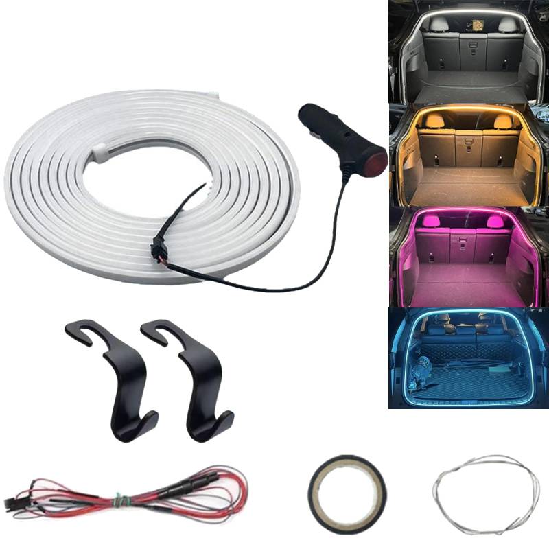 Dynamic Flowing Car Trunk Light Strip, Upgrade Flexible Universal Trunk Led Light Strip, IP65 Waterproof Flexible Cutting car led Strip Lights, for Cars, SUV, Vans (Warm, Half Circle 2 m/6.6ft) von Gienslru
