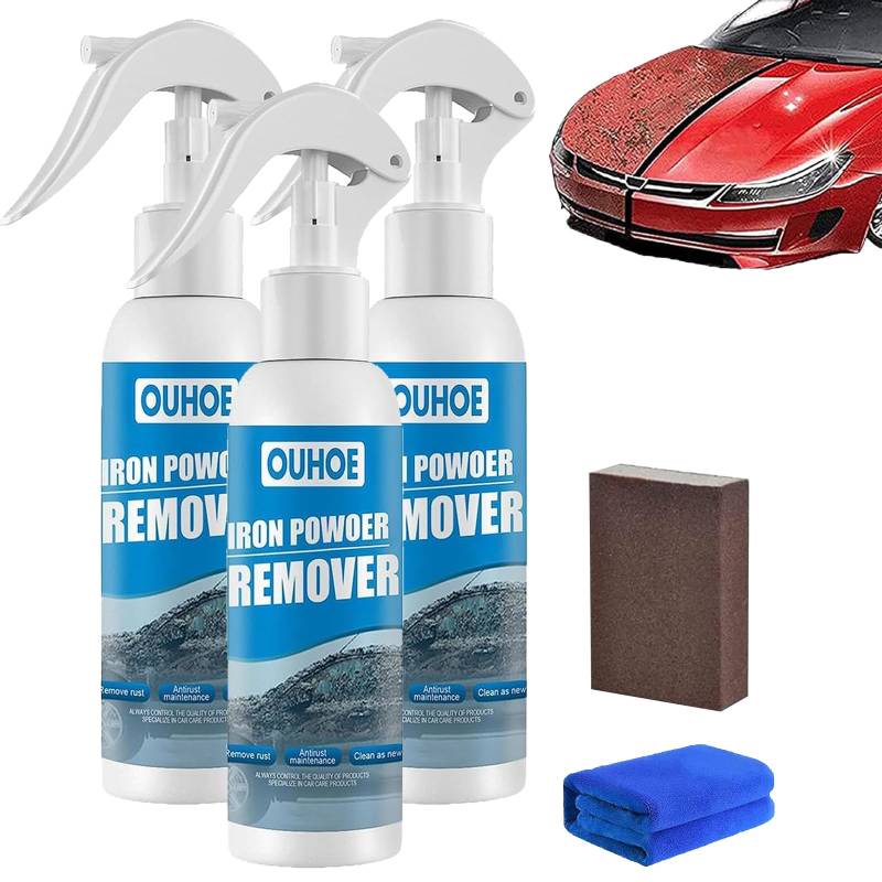 Gienslru Ouhoe Iron Powder Remover, Iron Powder Remover, Ouhoe Rust Removal Spray, Car Rust Removal Spray, for Rust from Tools, Metals, Car Parts, Etc (3pcs-100ml) von Gienslru