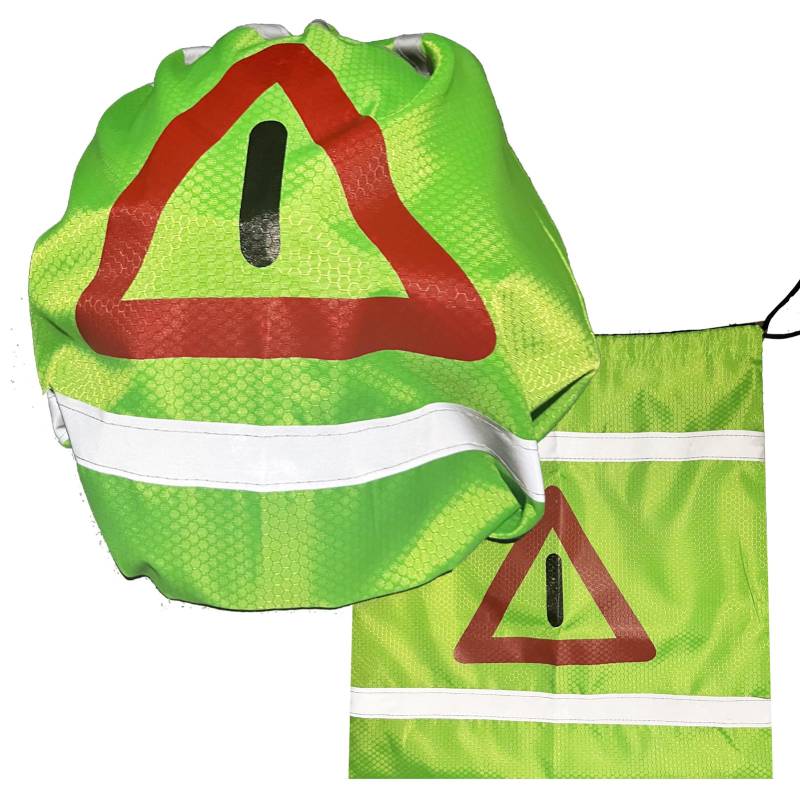 Giggleye Warndreieck Motorrad,Helmtasche mit Kordelzug, Warndreieck Helmüberzug, Helmbeutel für Motorradhelm, Fahrradhelme, Skihelme, Basketball, Fitness,Outdoor (2 Stück, 46 * 43cm) von Giggleye