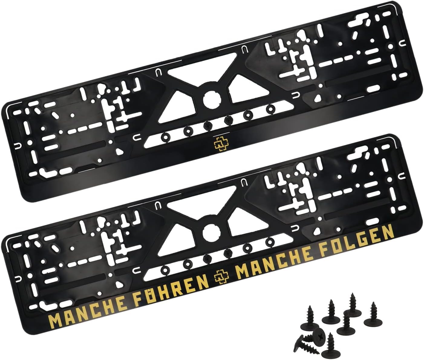 Nummernschildhalter, Kfz-Kennzeichenhalter für Autokennzeichen mit Klicksystem, inklusive 8 Schrauben und 8 Vibrationsdämpfern, einfach und stabil, 2er-Set, 52 x 10 cm Nummernschildhalter, Kfz-Kennzeichenhalter für Autokennzeichen mit Klicksystem, inklusive 8 Schrauben und 8 Vibrationsdämpfern, einfach und stabil, 2er-Set, 52 x 10 cm von GinnEco