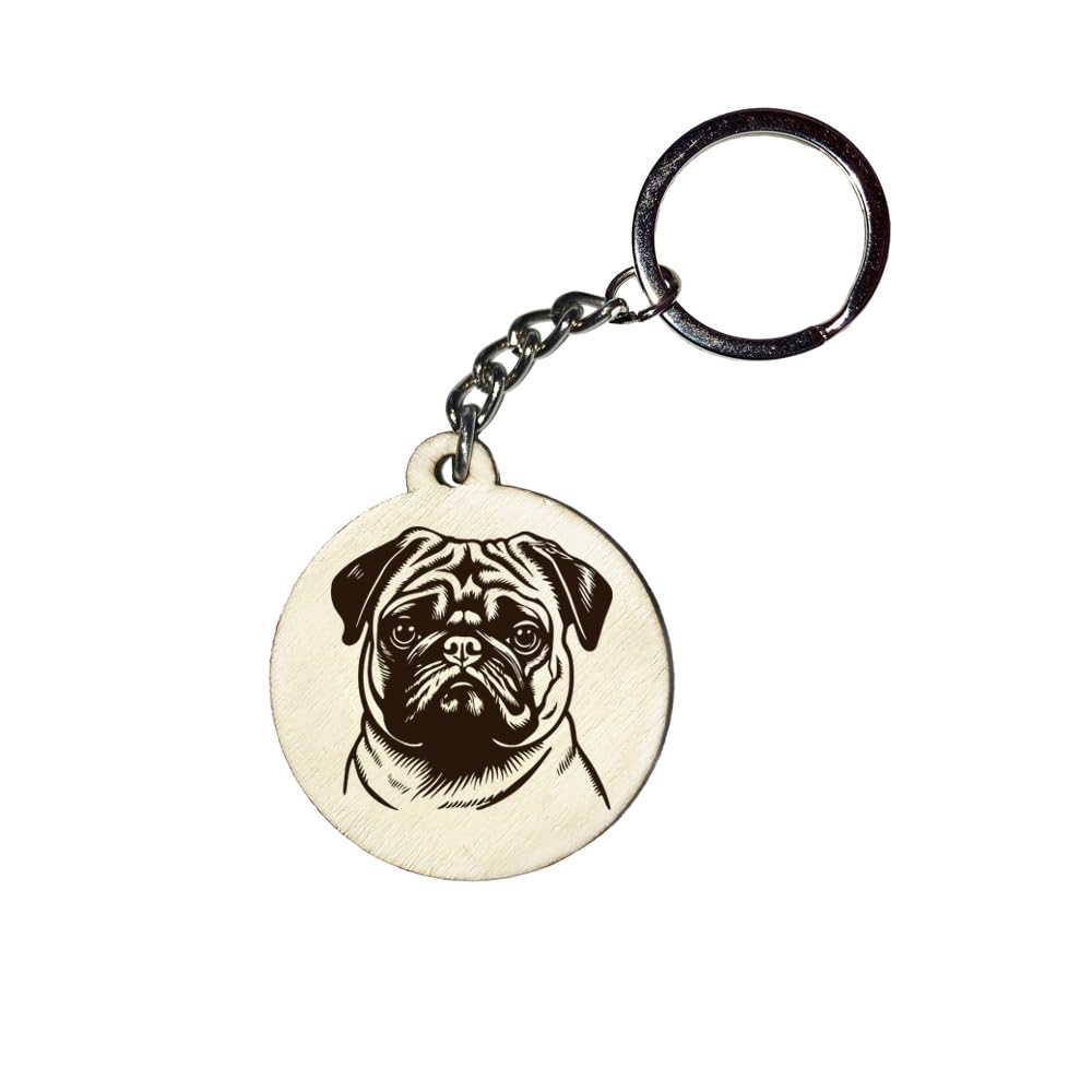 Holz Schlüsselanhänger Hundemarke Rund Ø 35mm Hunderasse Gravur Ihr Hund mit Name Wunschname Personalisiert Mops Holz Schlüsselanhänger Hundemarke Rund Ø 35mm Hunderasse Gravur Ihr Hund mit Name Wunschname Personalisiert Mops von Girahlutions
