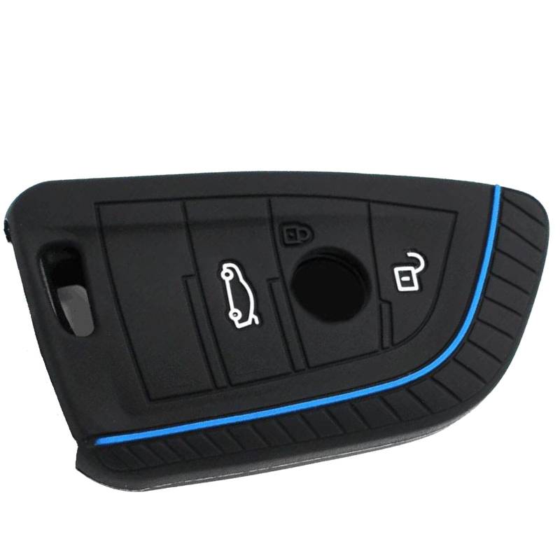 GisWell 1 Stück Autoschlüssel Schutzhülle kompatibel mit BMW 3-Tasten Smart Key Autoschlüssel Hülle, Ideal für 3 Tasten Auto Schlüssel Silikon Cover von Finest-Folia (Schwarz Blau) von GisWell
