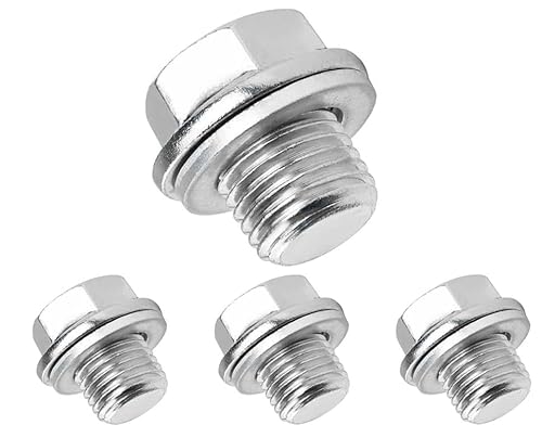 GisWell 4 Stück Metall Ölwanne Ablassschraube Adapter, Ölablassschraube Mit Dichtring und Unterlegscheibe, ölablassschraube Mit Dichtring Rücklaufablassschraube für Auto Motor（M12） von GisWell
