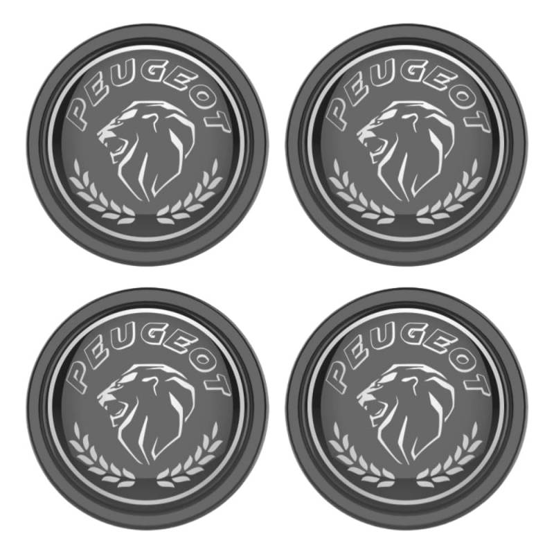 Gisltv 4 Stück Auto Nabendeckel Aufkleber, für Peugeot 301 2014-2018 60MM Wasserdicht staubdicht Nabenkappen Abzeichen Felgen Auto Radnabenkappen,A von Gisltv