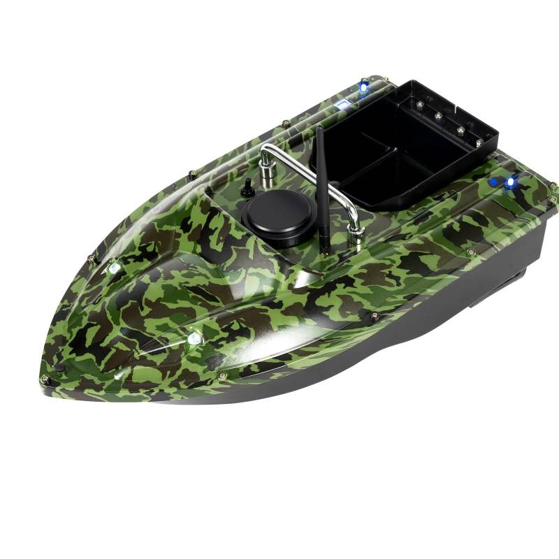 Fischköderboot 5200mA 13000RPM Tarnung, 500M Köderboot Futterboot,1,5KG Beladung Fischköder Boot mit Tempomatsystem,Doppelmotor Nachtangeln Futterboot mit Faltbarer Griff Batterieanzeige Fernbedienung von Giuffrida