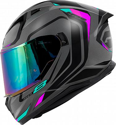 Givi 50.8 Mach 1, Integralhelm - Matt Grau/Schwarz/Pink/Türkis - XS (54) von Givi