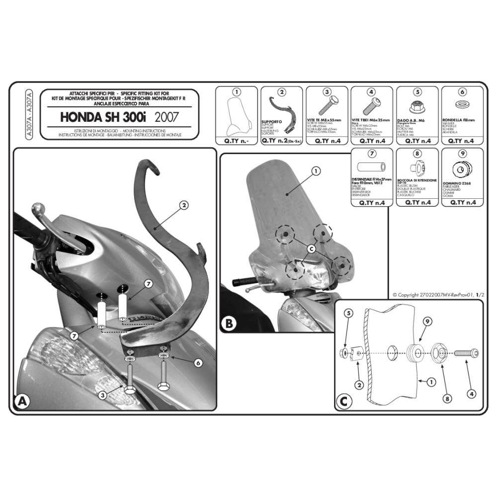 Givi Montagekit für Scheibe 307A oder 308A Givi Montagekit für Scheibe 307A oder 308A von Givi