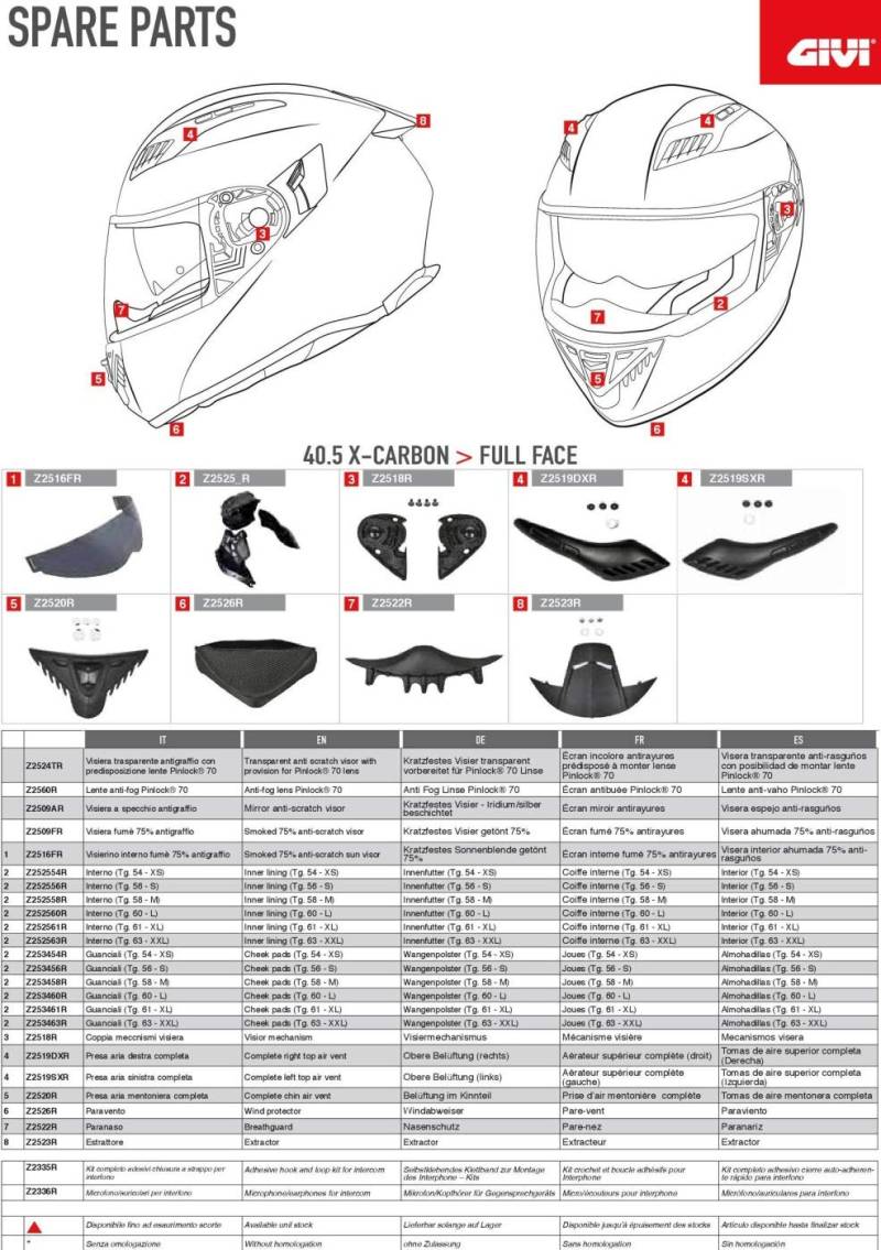 Givi Wangenpolster für HPS Integralhelm 40.5 X-Carbon, Schwarz, Größe 40 von Givi