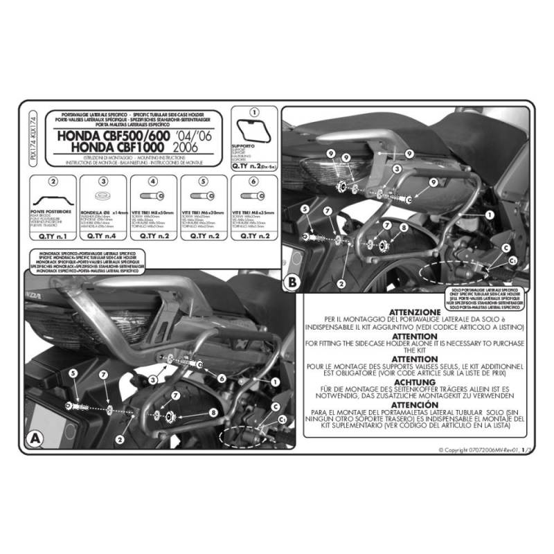 GIVI – portavaligie Laterale Honda CBF 500 – 600 N von Givi