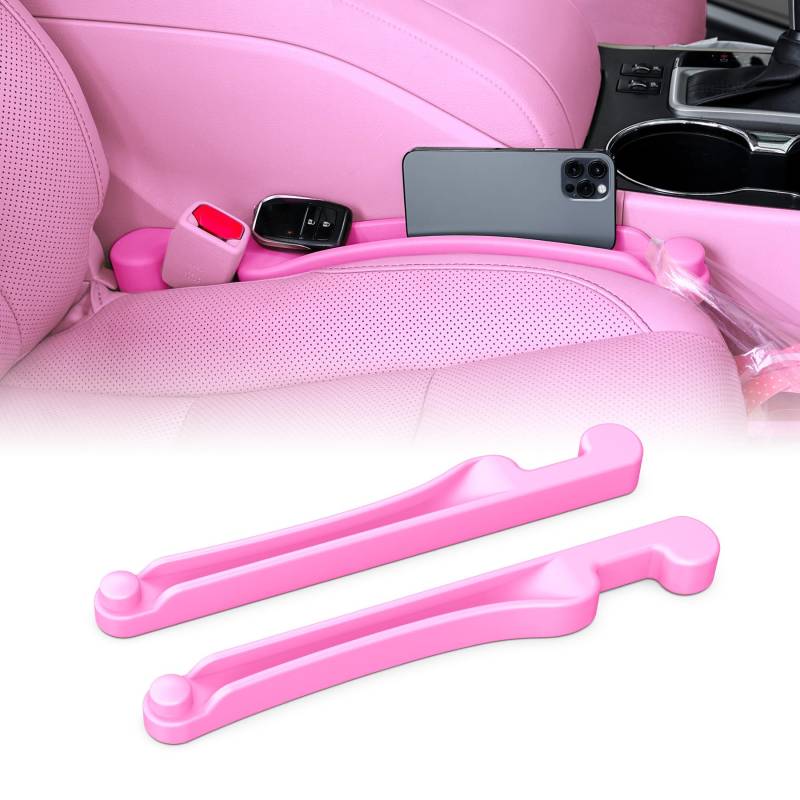 Givifive Auto Zubehör – 2er Set Autositz-Spaltfüller, multifunktional mit Organizer & Haken, 3in1 Spaltstopper, universell für Auto, SUV, LKW – Praktisches Auto Gadget, füllt Sitzspalt (Rosa) von Givifive
