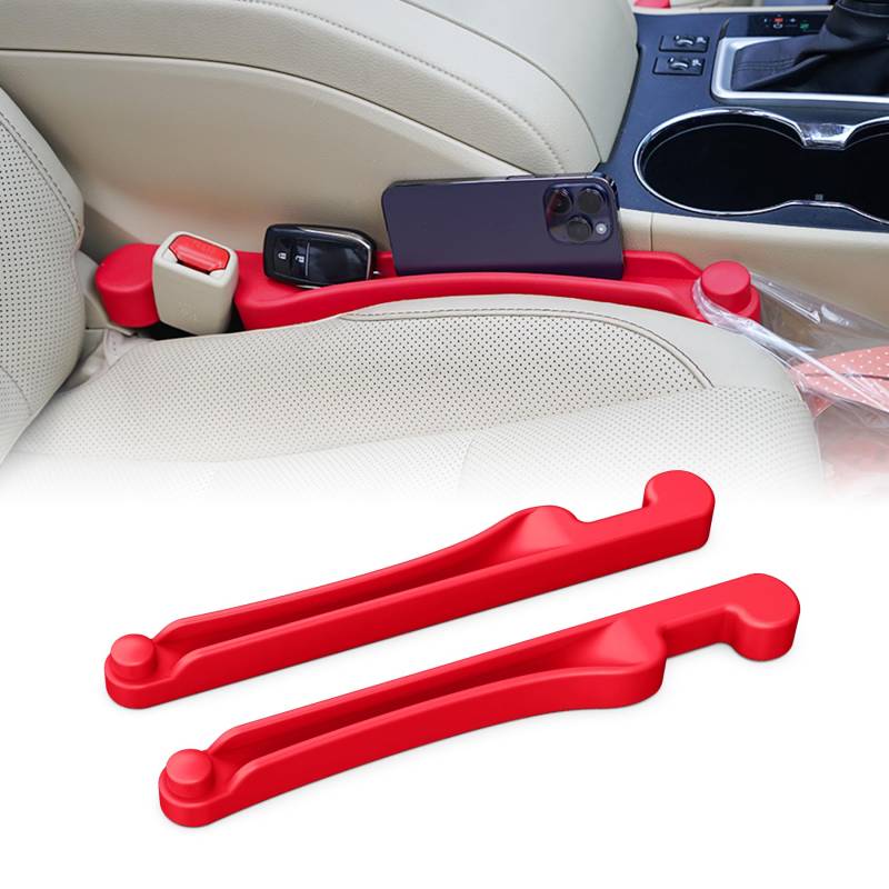 Givifive Auto Zubehör – 2er Set Autositz-Spaltfüller, multifunktional mit Organizer & Haken, 3in1 Spaltstopper, universell für Auto, SUV, LKW – Praktisches Auto Gadget, füllt Sitzspalt.(Rot) von Givifive