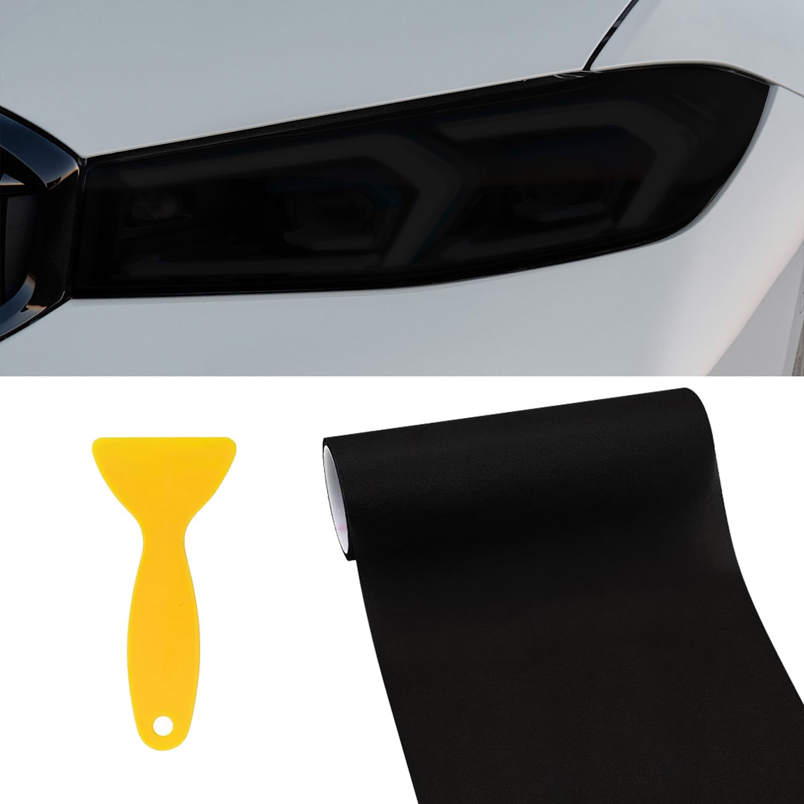 GizuInseti Tönungsfolie Auto Scheinwerfer Rückleuchten Folie 30 * 120Cm, Lampenfolie Folie Für Scheinwerfer Ückleuchten, Schutzfolie Sticker Auto Passgenau Selbstklebende (Mattes Tiefschwarz) von GizuInseti