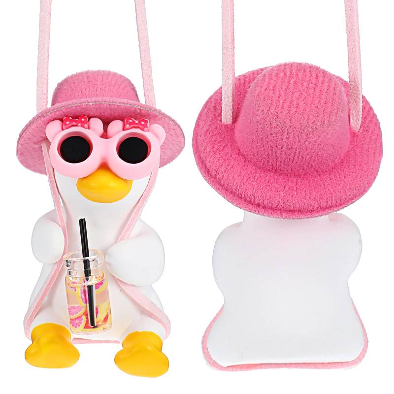 Gjinxi Swinging Duck Auto Ornament Cool Hängende Ente für Auto Spiegel Niedlich Mädchen Auto Dekor Zubehör Auto Rückspiegel Charm für Damen & Herren Auto Spiegel Ornament Geschenke von Gjinxi