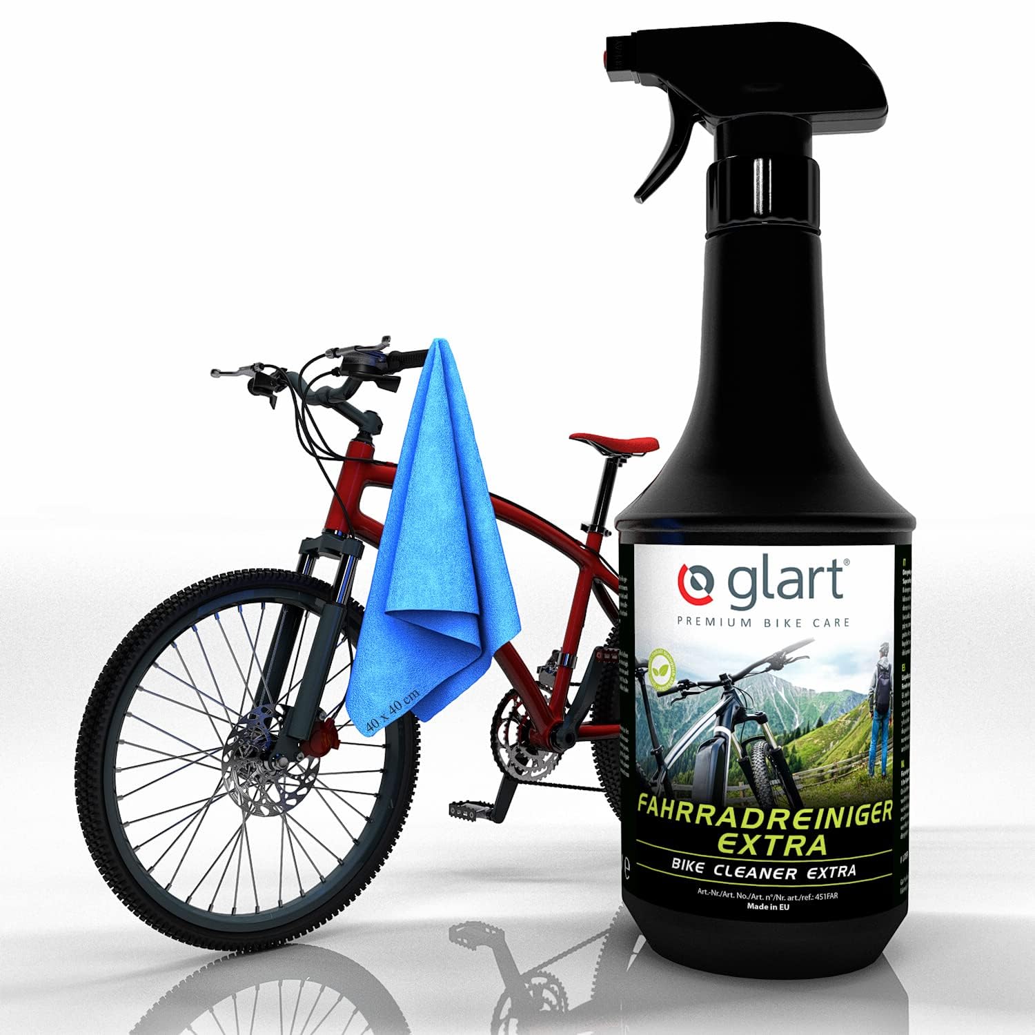 Glart 451FAR Profi Fahrradreiniger Komplettreiniger Bike Cleaner Set 1.000 ml incl. Mikrofasertuch 40x40 cm säurefreie Reinigung und Pflege für Fahrrad MTB eBike Rennrad von Glart