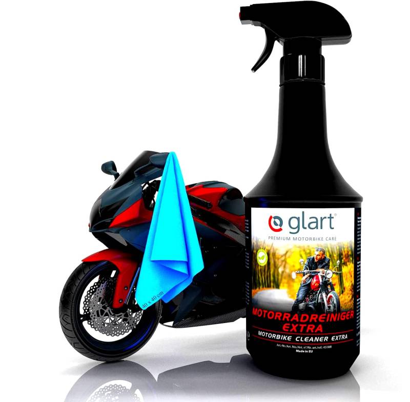 Glart 451MR Profi Motorradreiniger Komplettreiniger Motorbike Cleaner Set 1.000 ml incl. Mikrofasertuch 40x40 cm säurefreie Reinigung und Pflege für Motorrad Roller von Glart